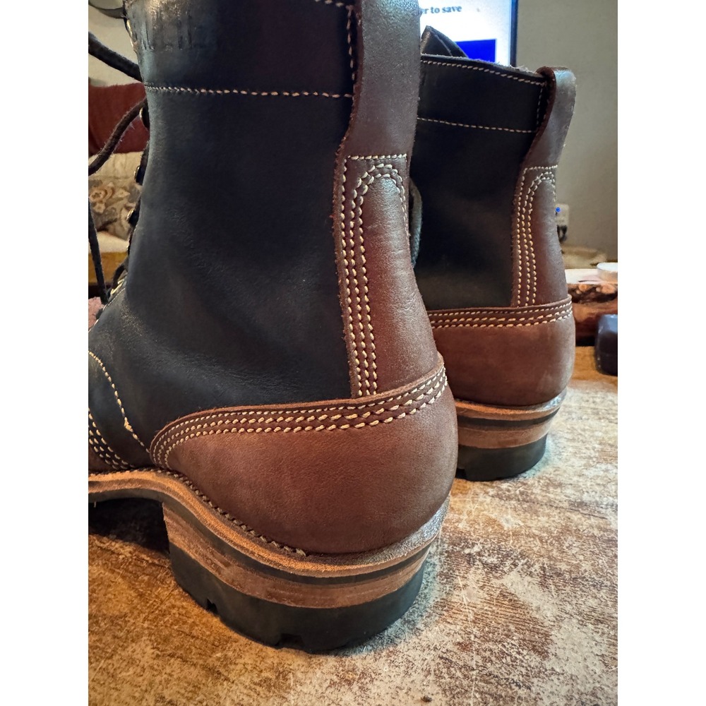 Kulien Shoes Custom PNW Boots Mens 10 D Black Brown Roughout Vibram Fire & Ice - Picture 10 of 14